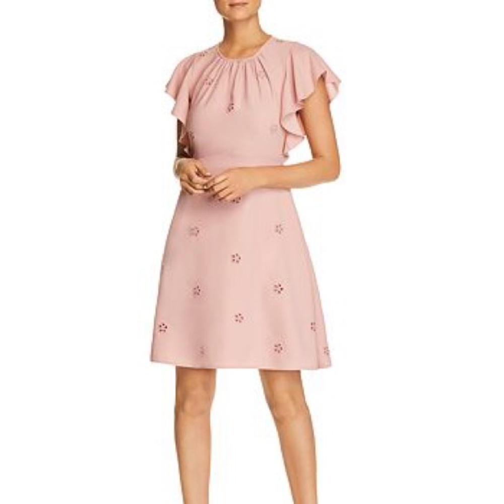NWOT Kate spade pink eyelet flutter sleeves dress